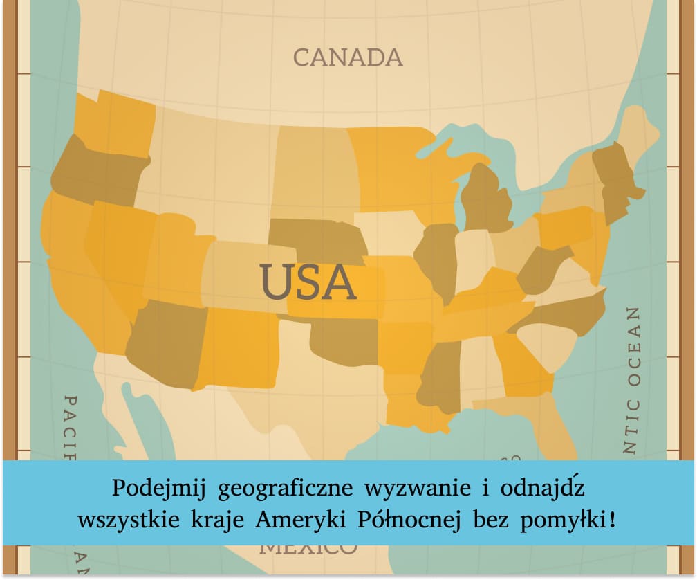 Edukacyjna ameryka mapa prezentująca region Ameryki Północnej