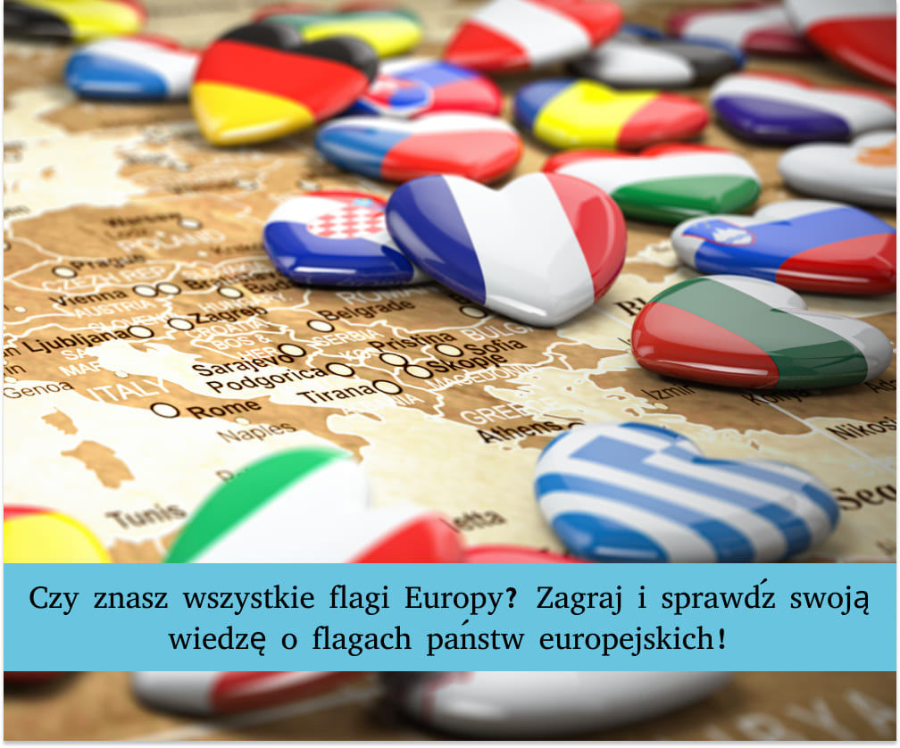 Flagi krajów europejskich na tle mapa europy kraje i stolice