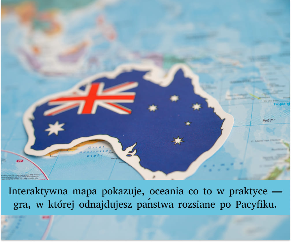 Wizualna mapa przedstawiająca australia i oceania państwa