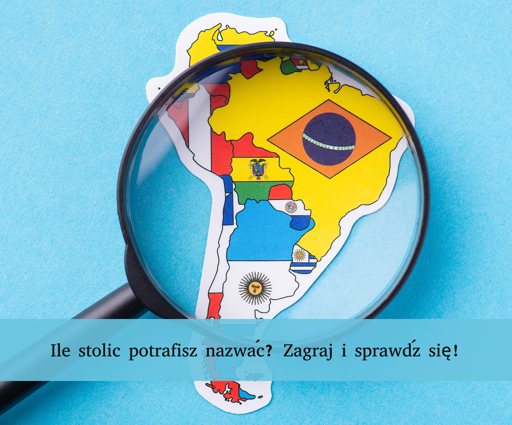 Graficzne przedstawienie krajów w Ameryce Południowej na tle kontynentu