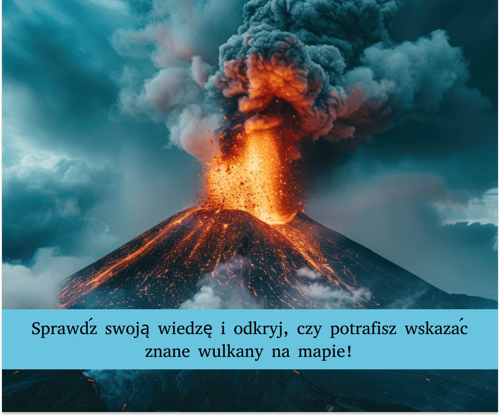 Krajobraz z największym wulkanem na świecie i chmurą popiołu